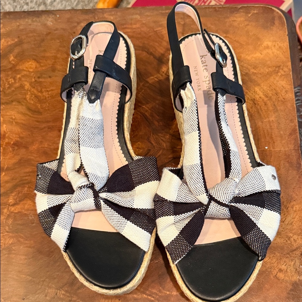 Kate Spade Black and Cream Espadrille Sandals